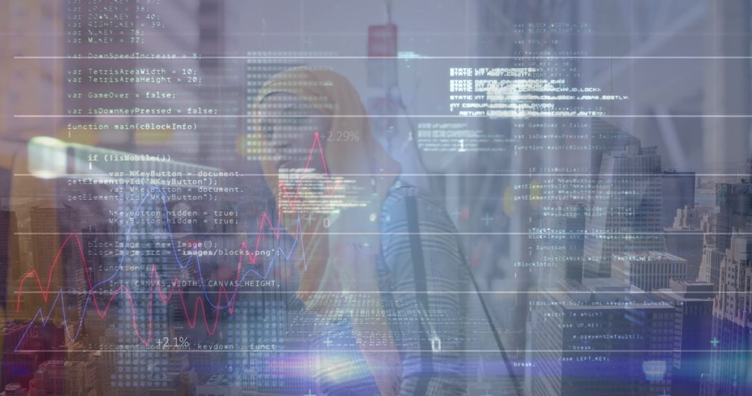 Middle Eastern Businesswoman Analyzing Global Financial Data Overlay