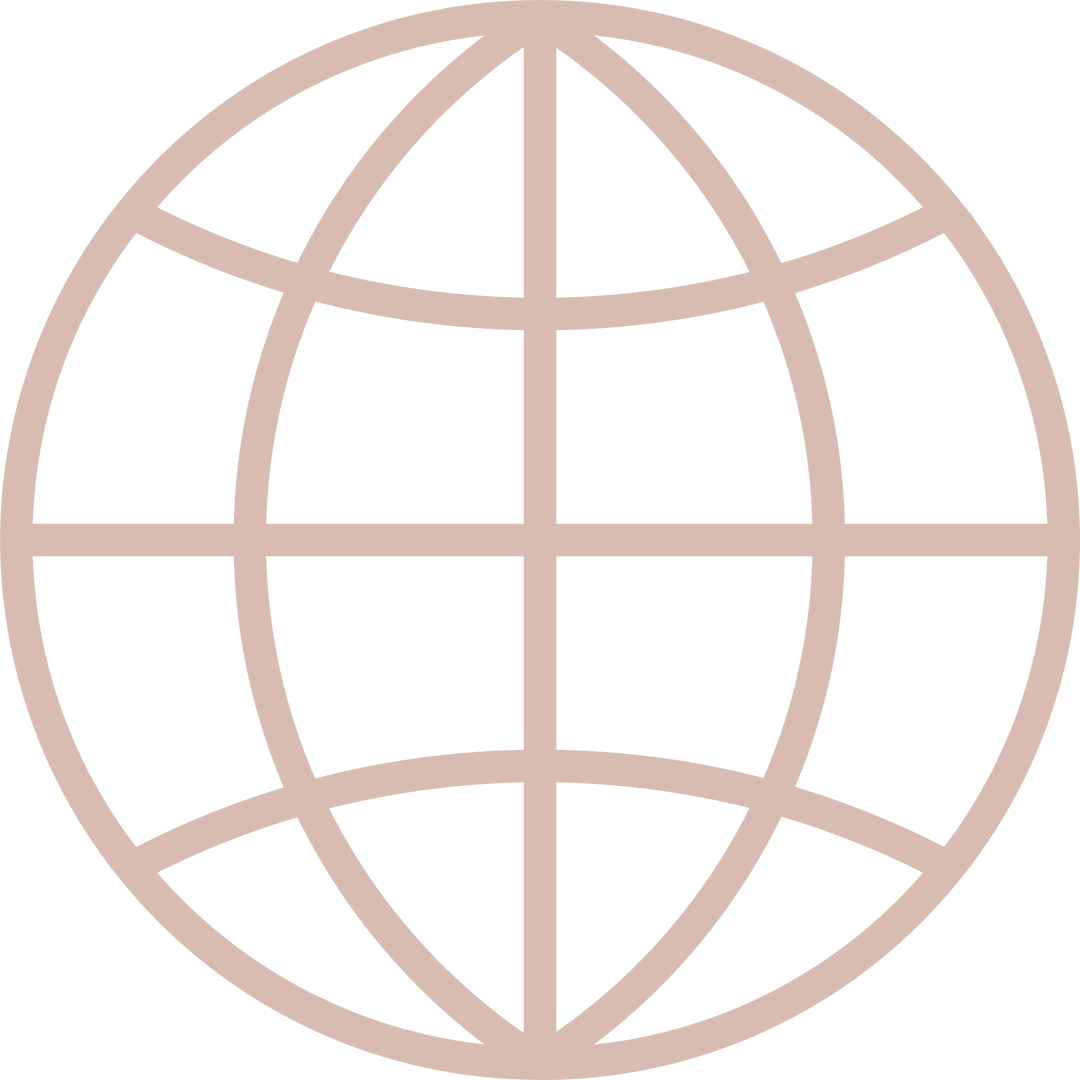 Minimalist Pale Pink Globe Icon on Transparent Background