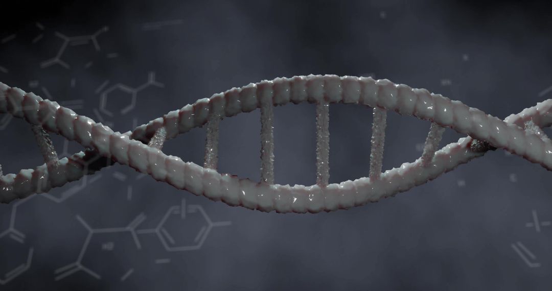 Digital DNA Strand Overlaying Molecular Structures