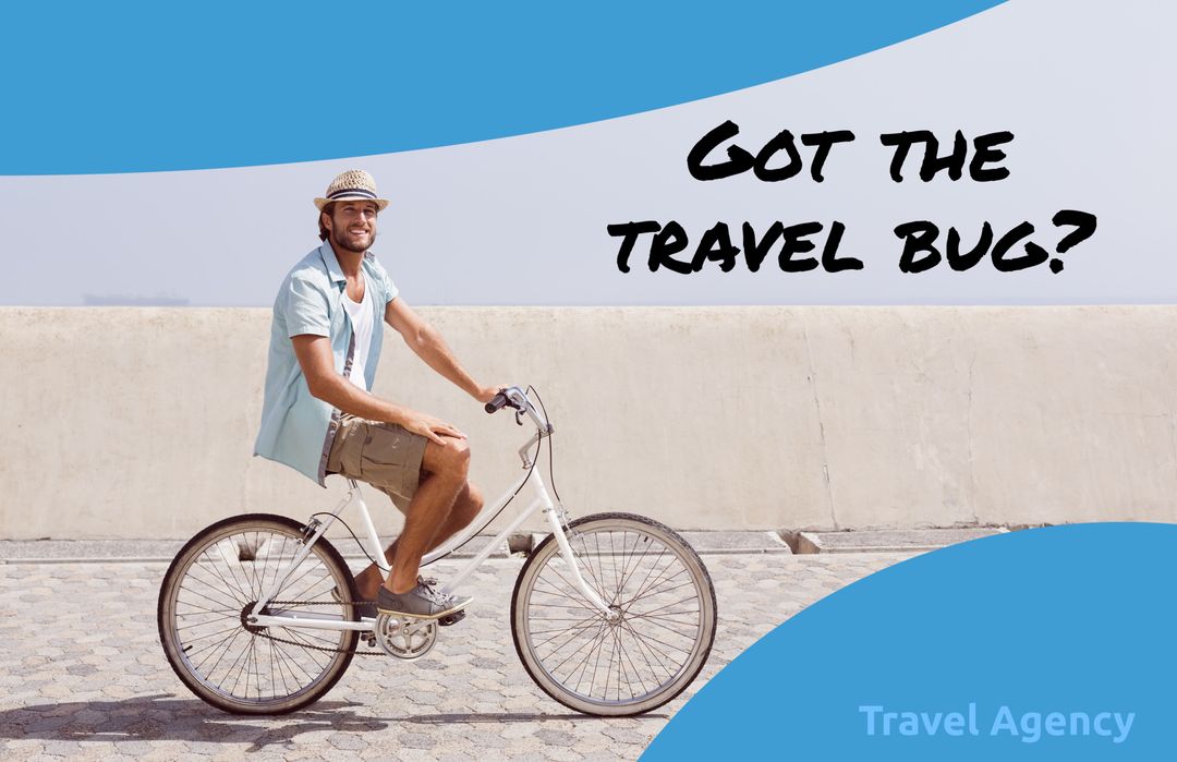 Joyful Cyclist Promotes Wanderlust and Adventure