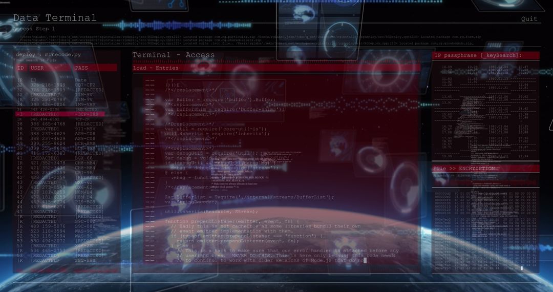 Futuristic Digital Data Interface Over Earth