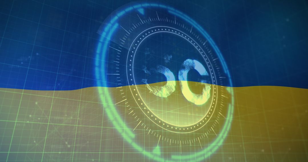 Digital 5G Connectivity with Ukraine Flag
