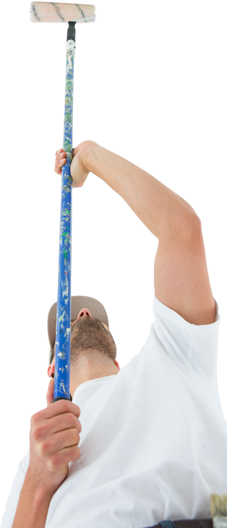 Low Angle View of Man Transparently Painting Ceiling - Download Free Stock Images Pikwizard.com