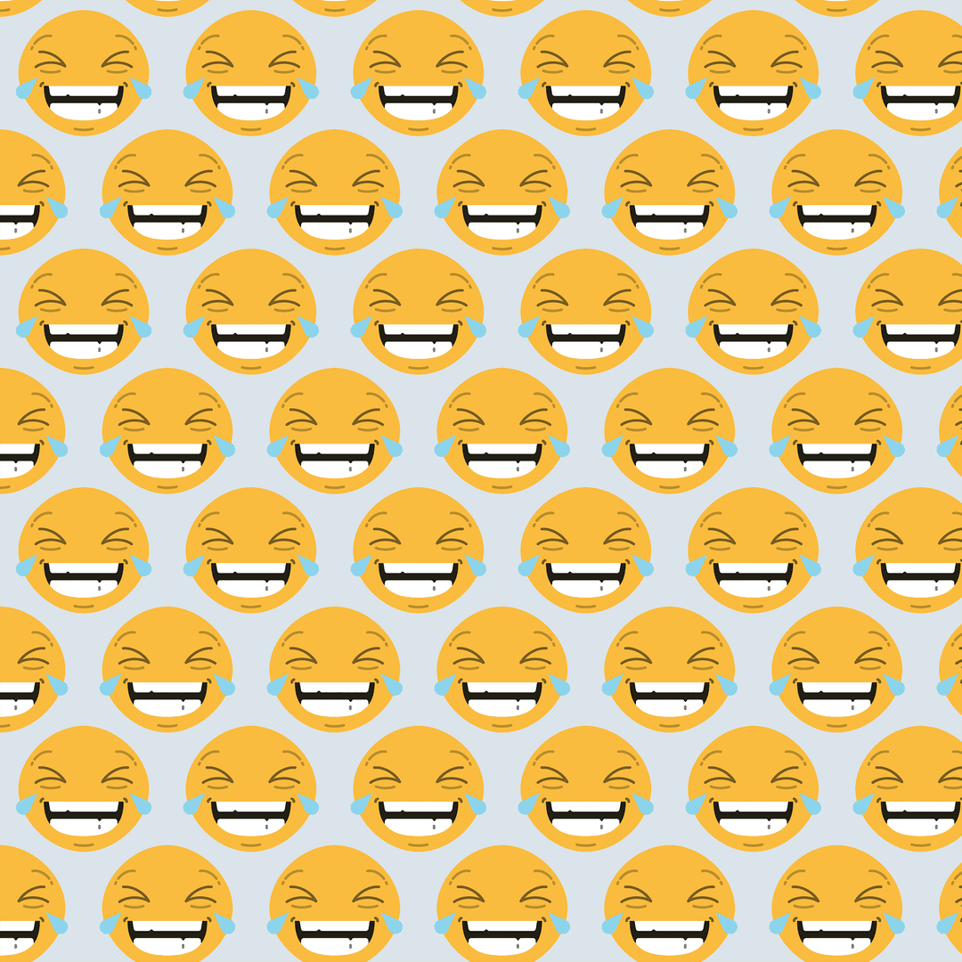 Laughing Emoji Pattern on Transparent Background for Digital Use