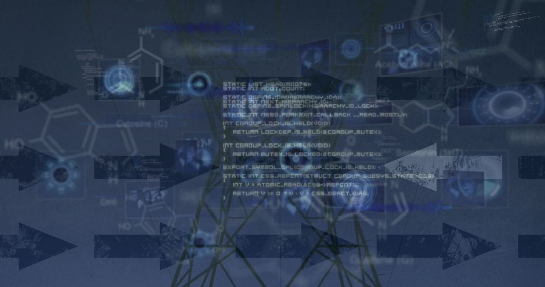 Abstract Tech Background with Programming Code and Chemical Structures - Free Images, Stock Photos and Pictures on Pikwizard.com