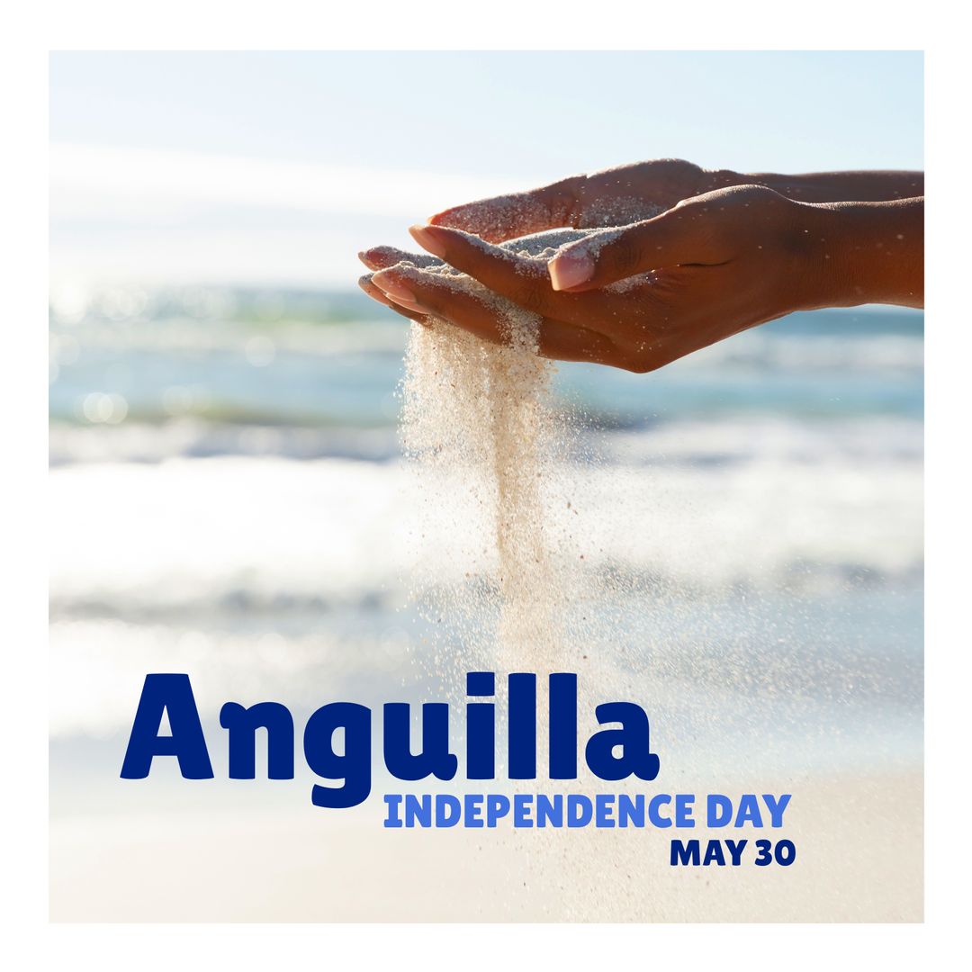 Celebrating Anguilla Independence Day with Hands Holding Sand