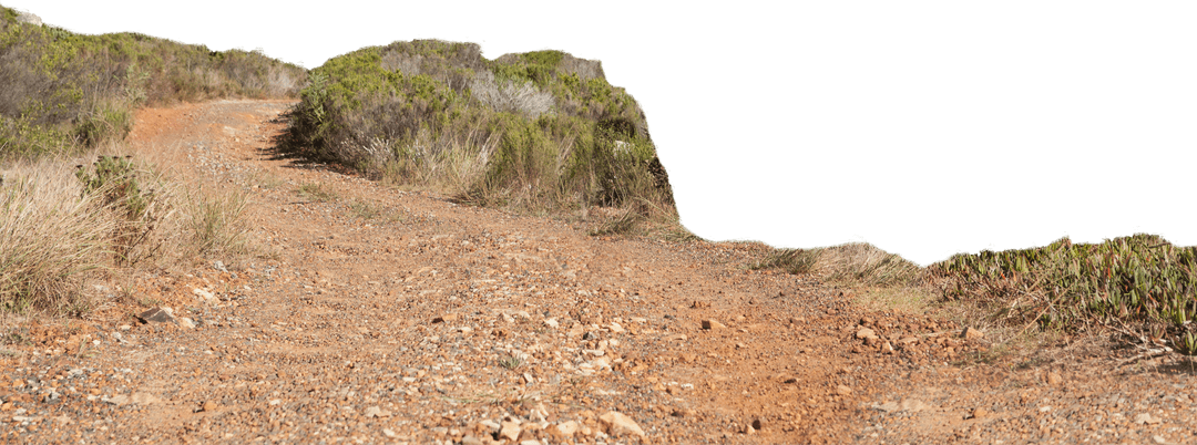 Rustic Dirt Road Path Cutting Through Rocks on Transparent Background