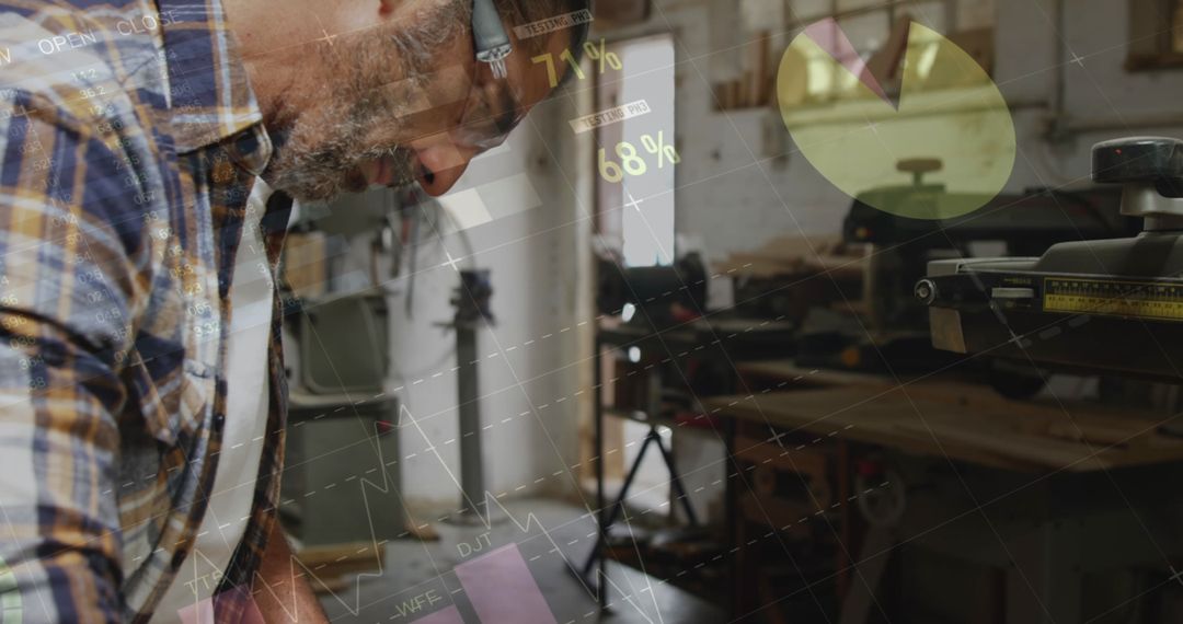 Skilled Carpenter Working Diligently with Focused Precision in Workshop