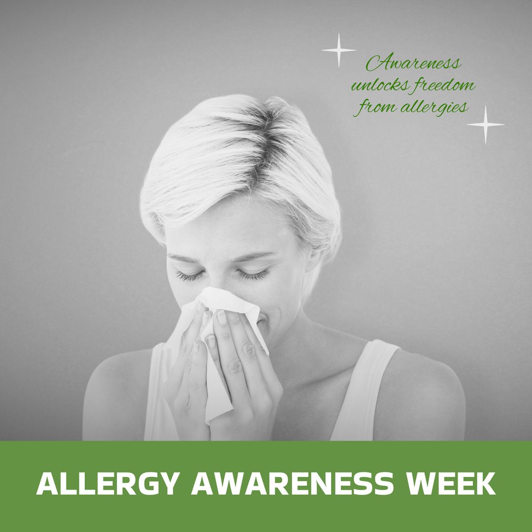 Allergy Awareness Week Campaign with Sneezing Woman - Download Free Stock Templates Pikwizard.com