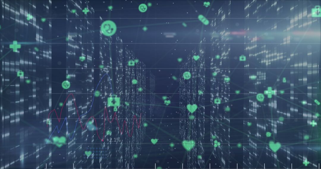 Digital Networking and Data Flow with Technology Icons