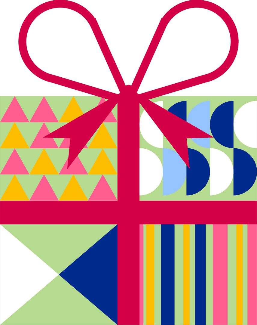 Festive Gift Box with Red Ribbon and Bow on Transparent Background