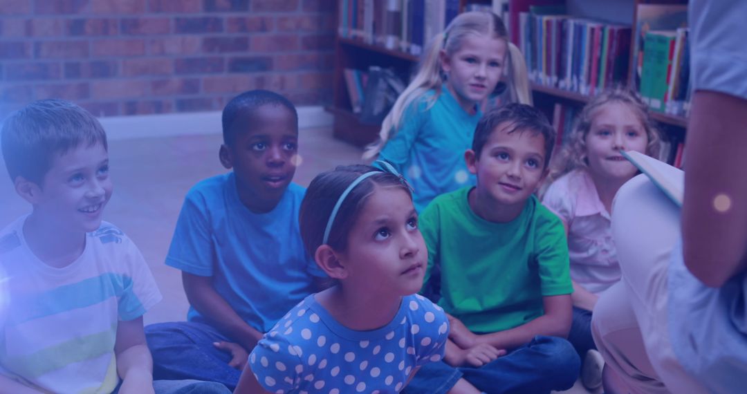 Schoolchildren Engaged in Storytime at Library