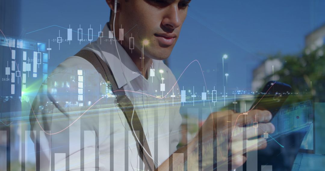 Businessman Analyzing Financial Data Over Smartphone Communication