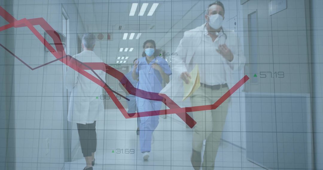 Medical Team with Data Analysis Overlace in Clinical Environment