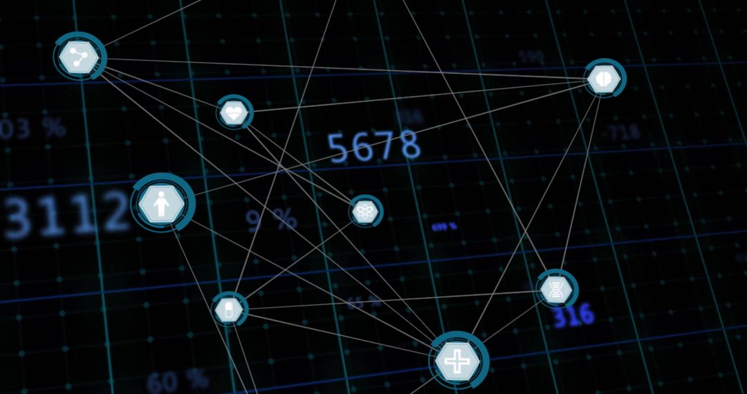 Digital Network with Data Processing Symbols for Global Connections
