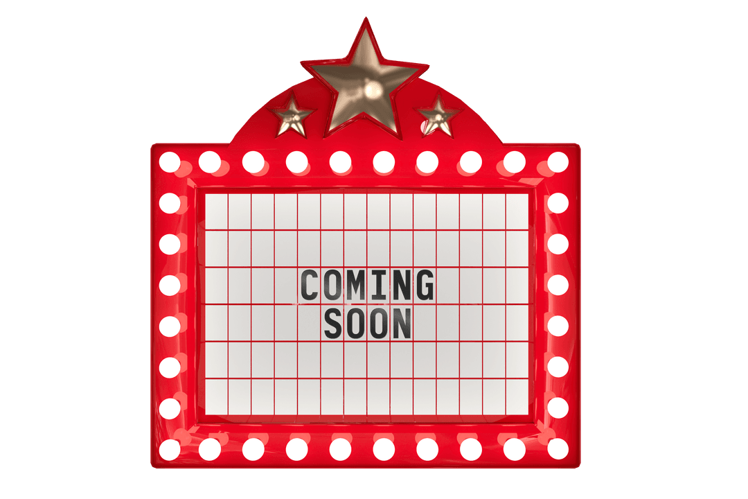 Red Vintage Cinema Marquee with Coming Soon Text on Transparent Background - Download Free Stock Images Pikwizard.com