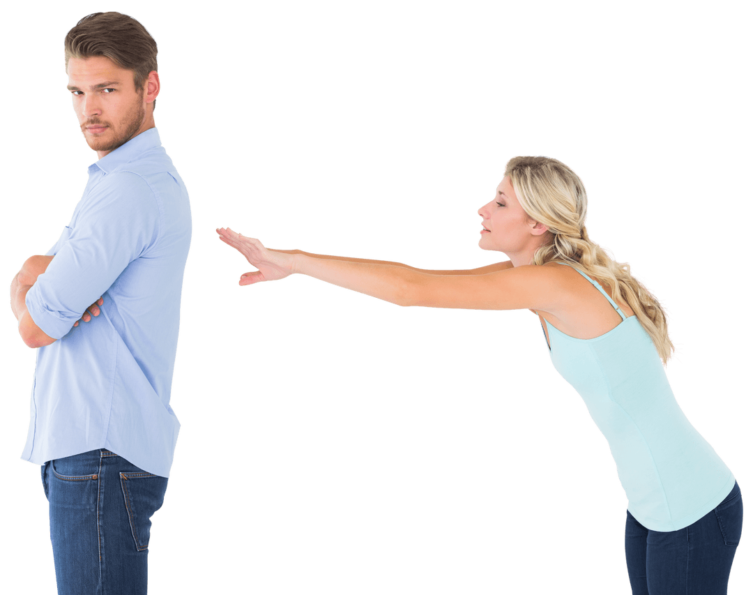 Argument Between Caucasian Couple on Transparent Background