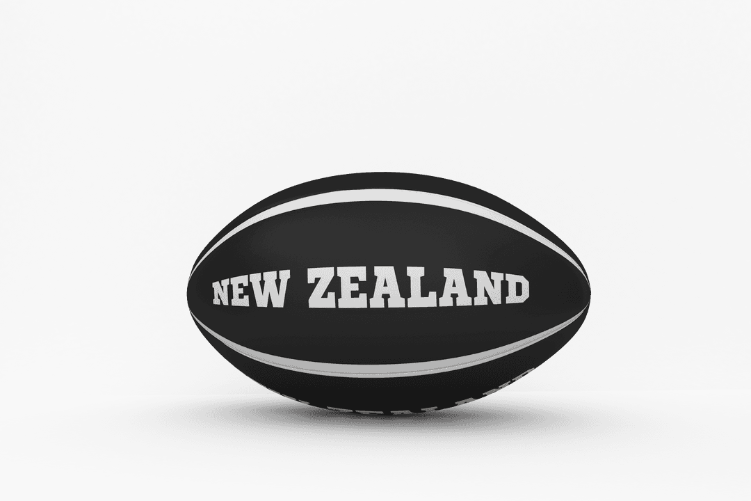 Rugby Ball with New Zealand Text and Transparent Background