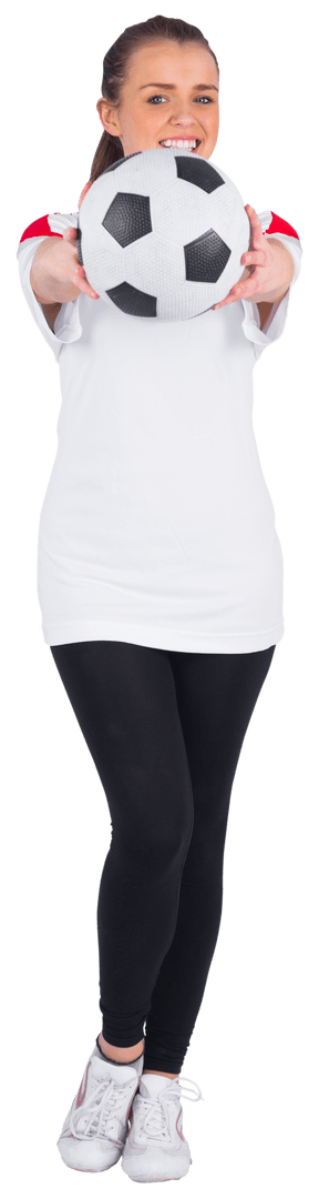 Football Enthusiast Holding Soccer Ball with Transparent Background