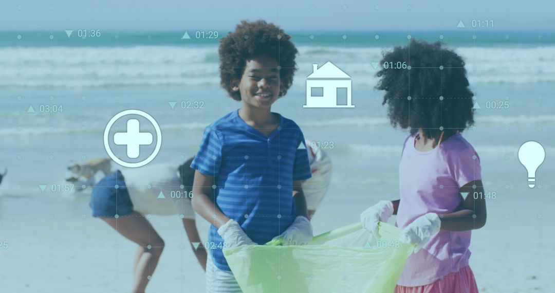 Family Beach Cleanup with Digital Integration Theme