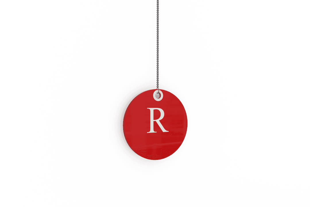 Transparent Red Disc with Letter R Vector Icon
