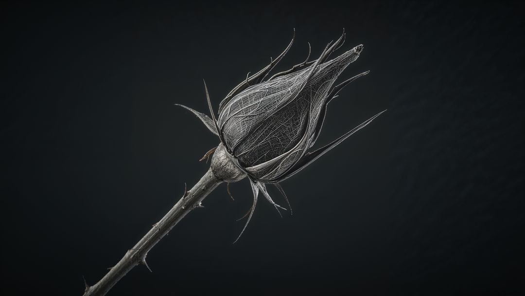 Dried Plant Bud with Textured Papery Layers