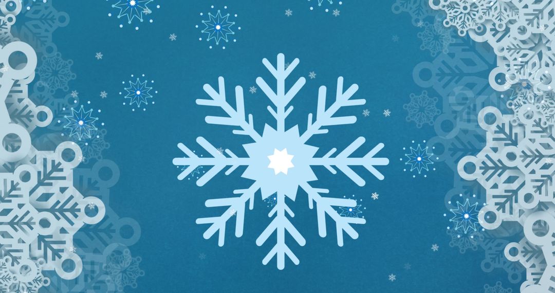 Intricate Snowflake Pattern on Wintery Blue Background