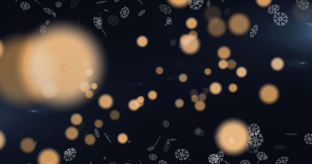 Snowflakes and Golden Bokeh Lights on Black Background - Free Images, Stock Photos and Pictures on Pikwizard.com