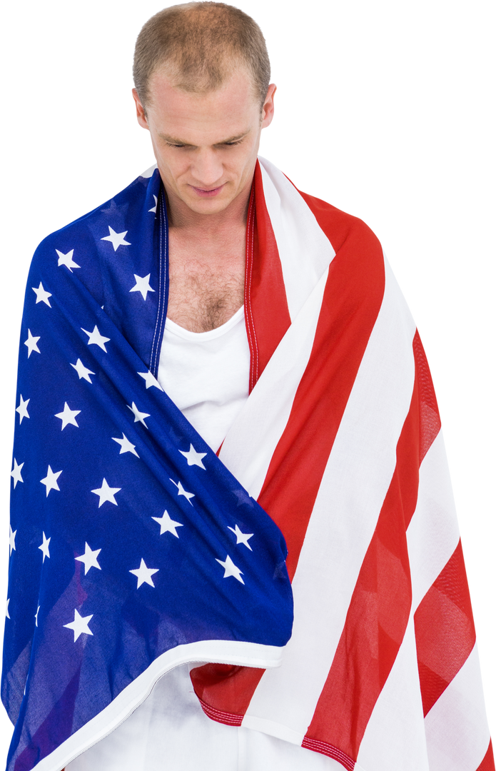 Athlete Wrapped in Vibrant American Flag with White Background - Download Free Stock Images Pikwizard.com