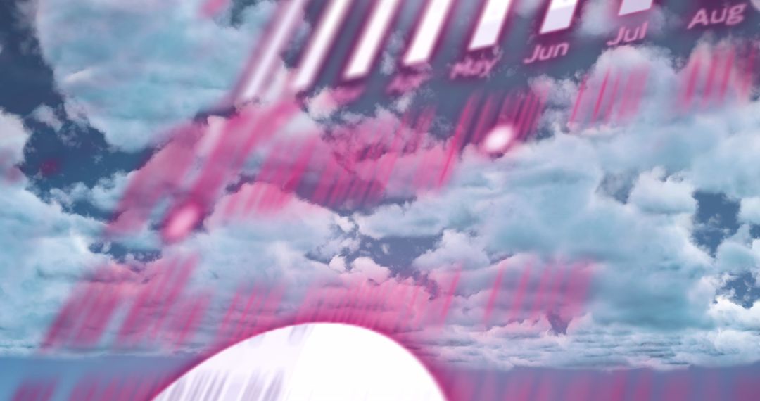 Digital Data Graphics Display Against Cloudy Sky Theme