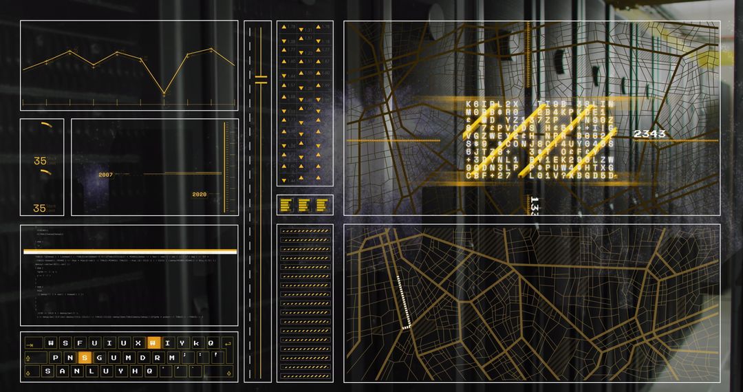 Futuristic Digital Interface with Multilayered Data Analytics