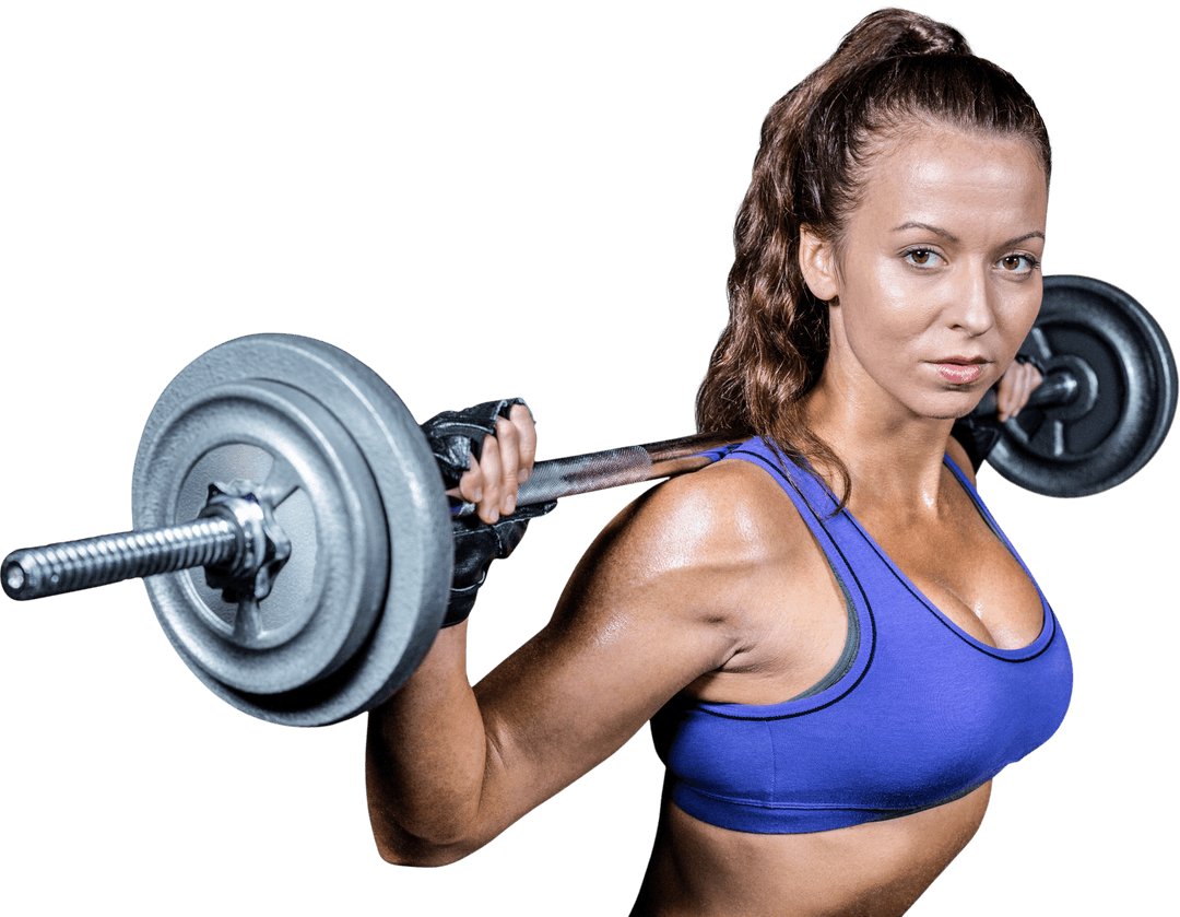 Fit Woman Lifting Barbell with Transparent Background