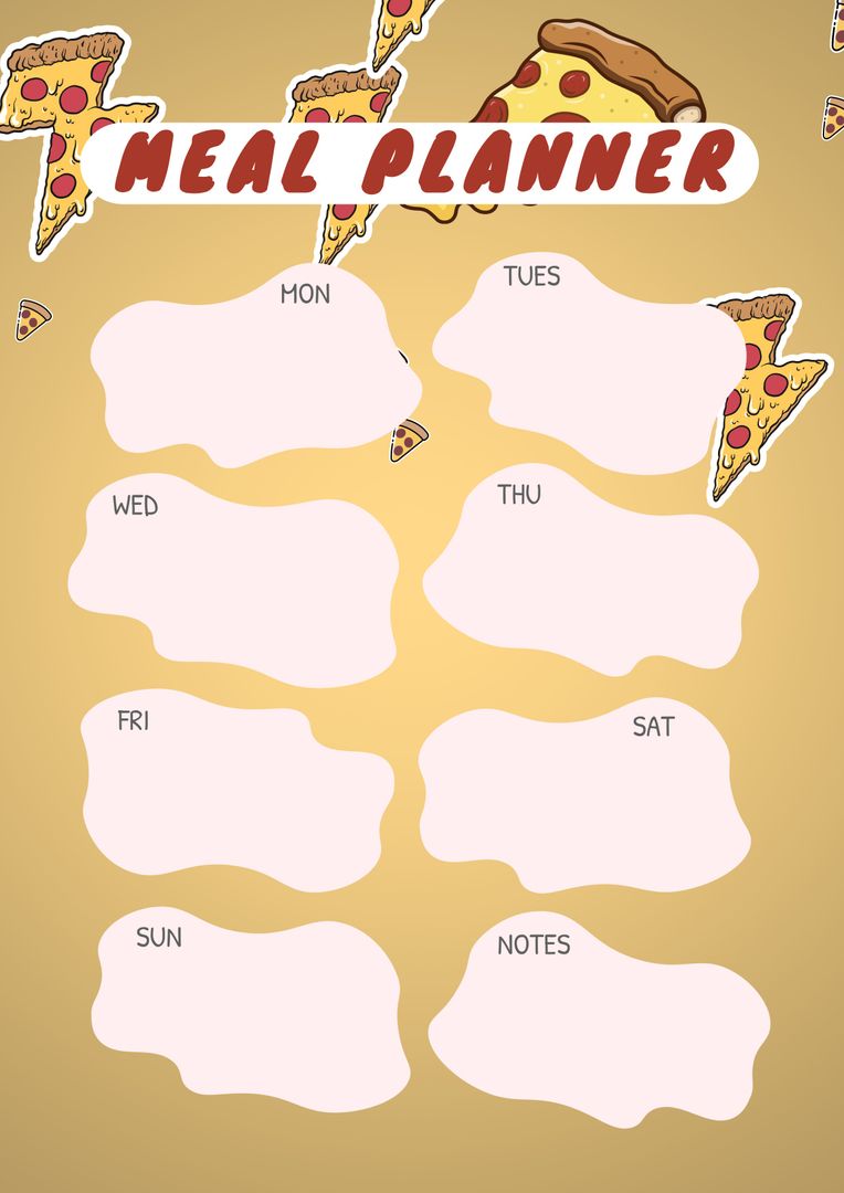 Weekly Meal Planner Template with Pizza Slice Decor - Download Free Stock Templates Pikwizard.com