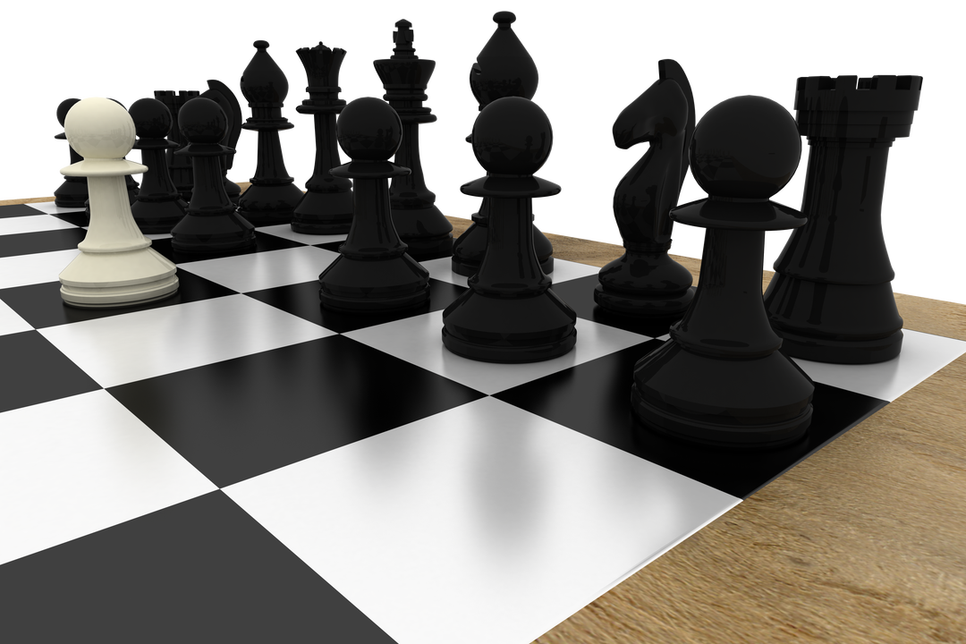 Transparent Black Chess Pieces on Chessboard with White Pawn - Download Free Stock Images Pikwizard.com