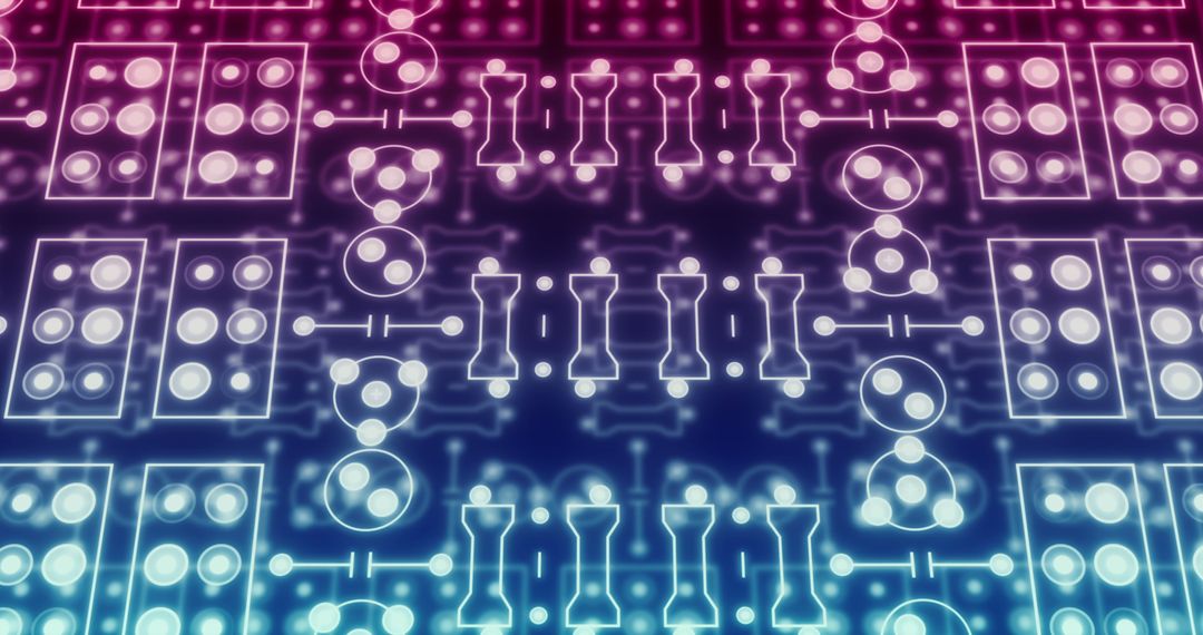 Neon Circuitry on Abstract Gradient Background