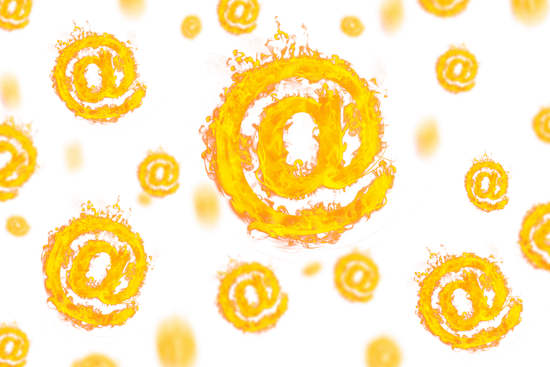 Gold Fiery At Signs on Transparent Background for Trendy Design