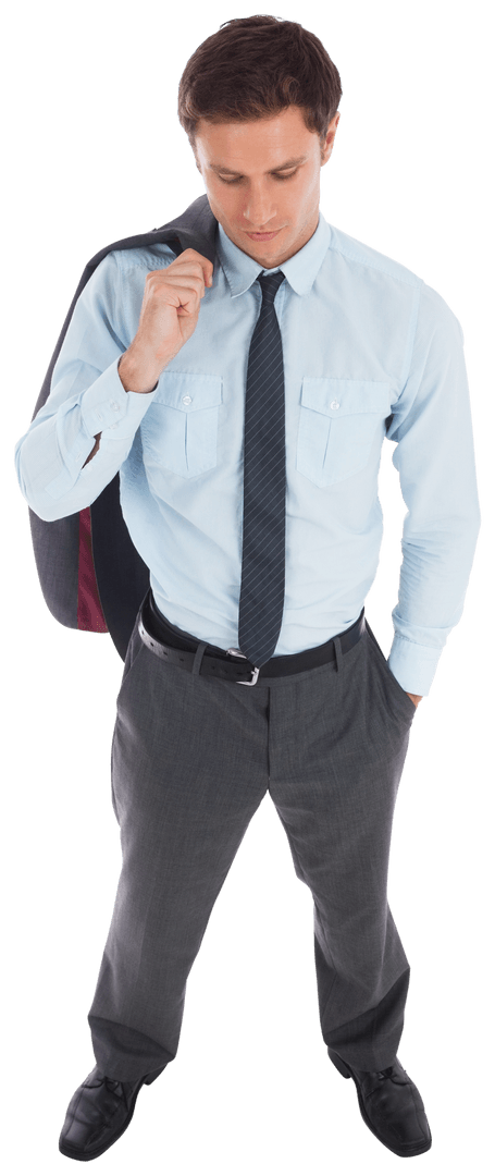 Transparent Corporate Professional with Jacket in Hand
