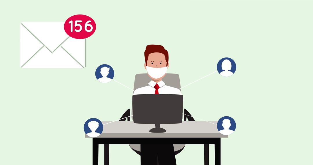 Remote Work Concept: Man Using Computer with Many Emails - Free Images, Stock Photos and Pictures on Pikwizard.com