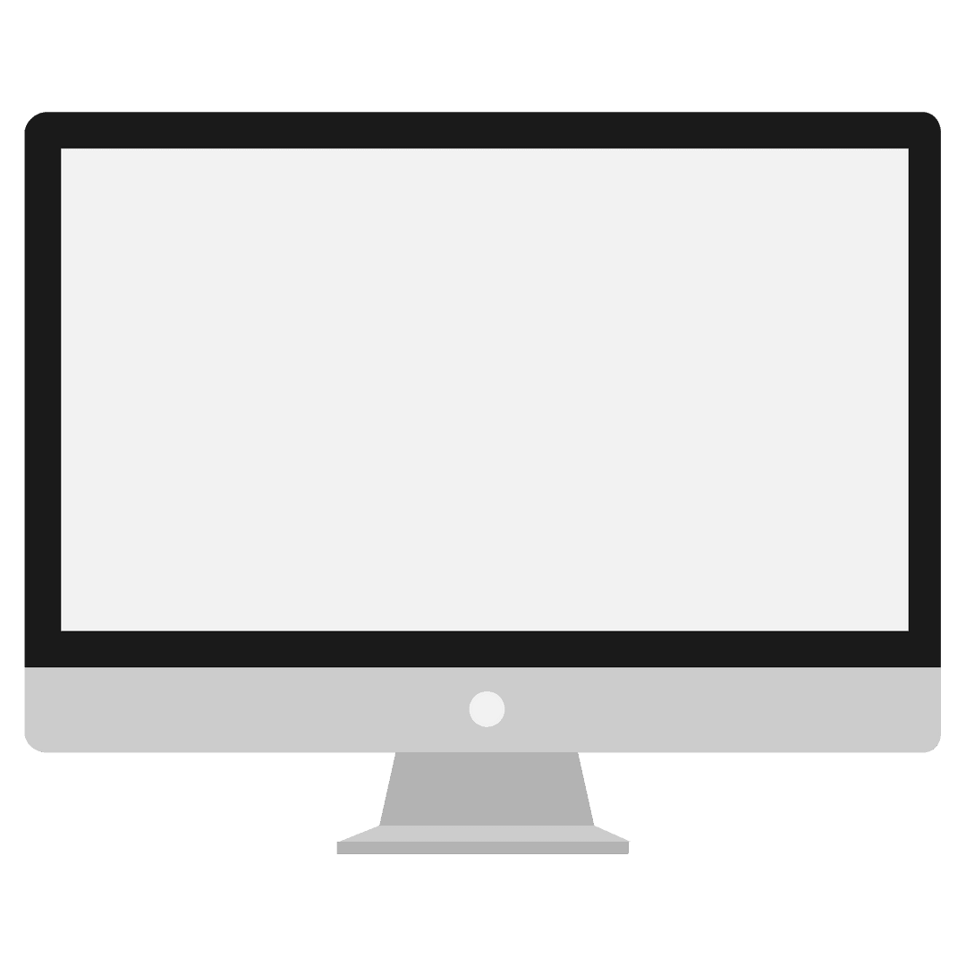 White Computer Monitor Illustration on Transparent Background for Mockups