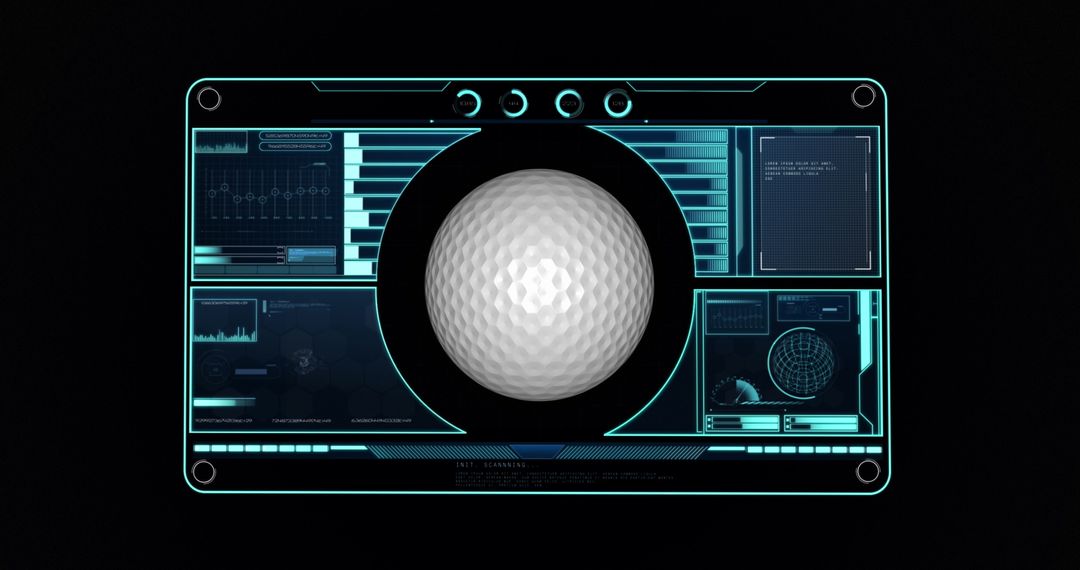 Futuristic Digital Interface with Golf Ball Highlighted