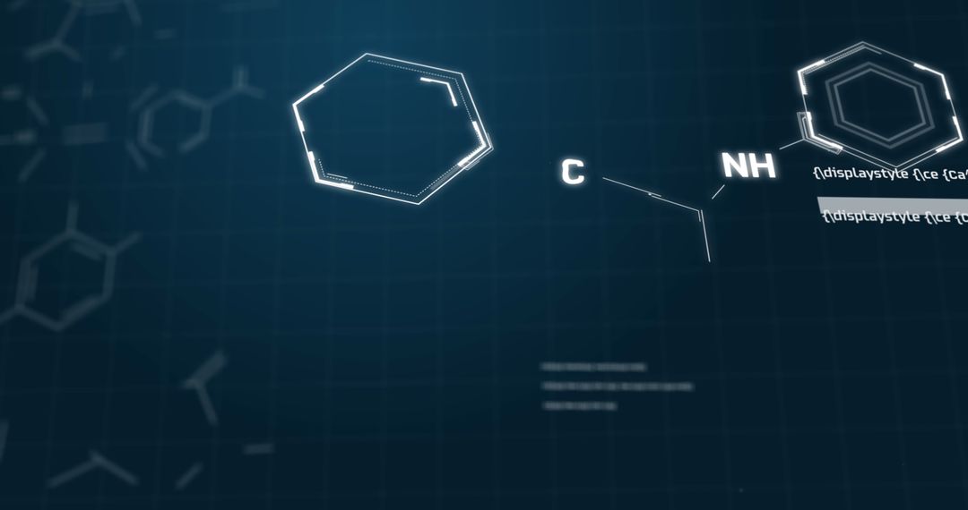 Dynamic Chemical Formulas on Blue Digital Background