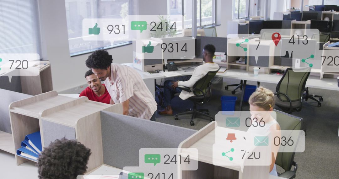 Team Collaboration Surrounded by Social Media Notifications