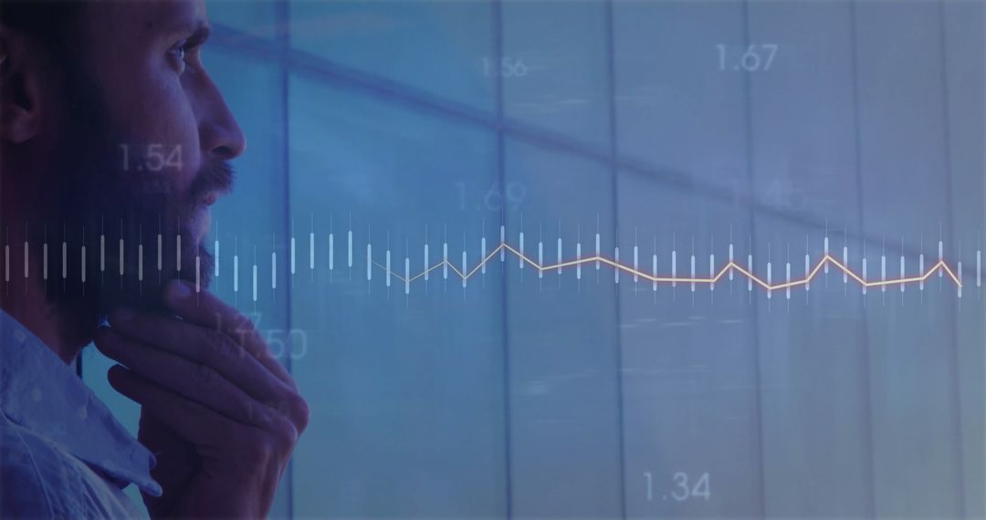 Analyzing Data Projections with Thoughtful Businessman