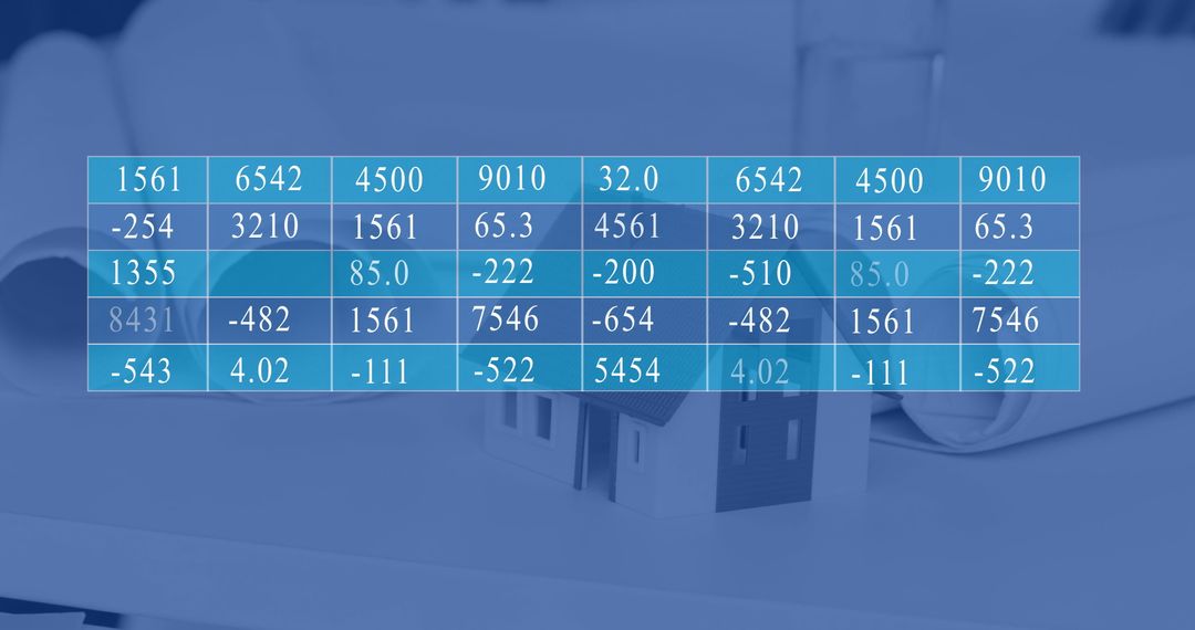 Digital Data Grid Over Office Setting in Blue Tone