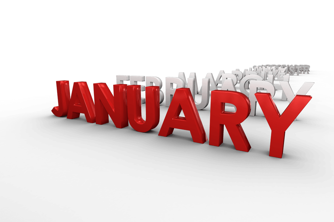 Colorful 3D Transparent Months Illustration Design