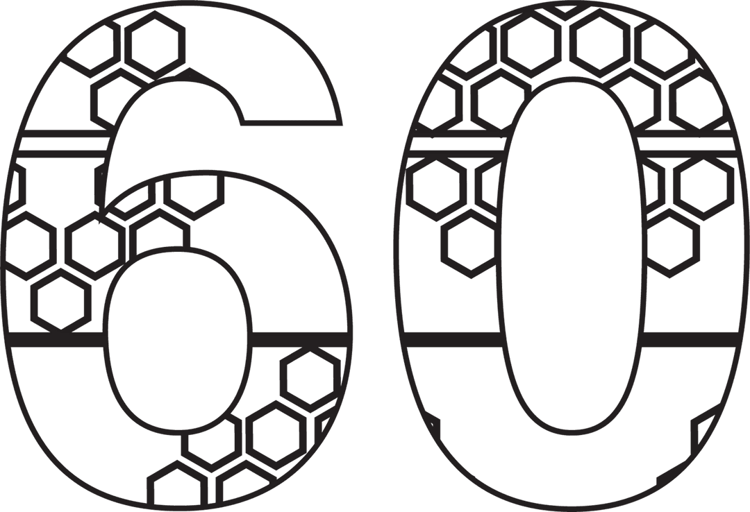 Black Number 60 with Hexagonal Design on Transparent Background - Download Free Stock Images Pikwizard.com