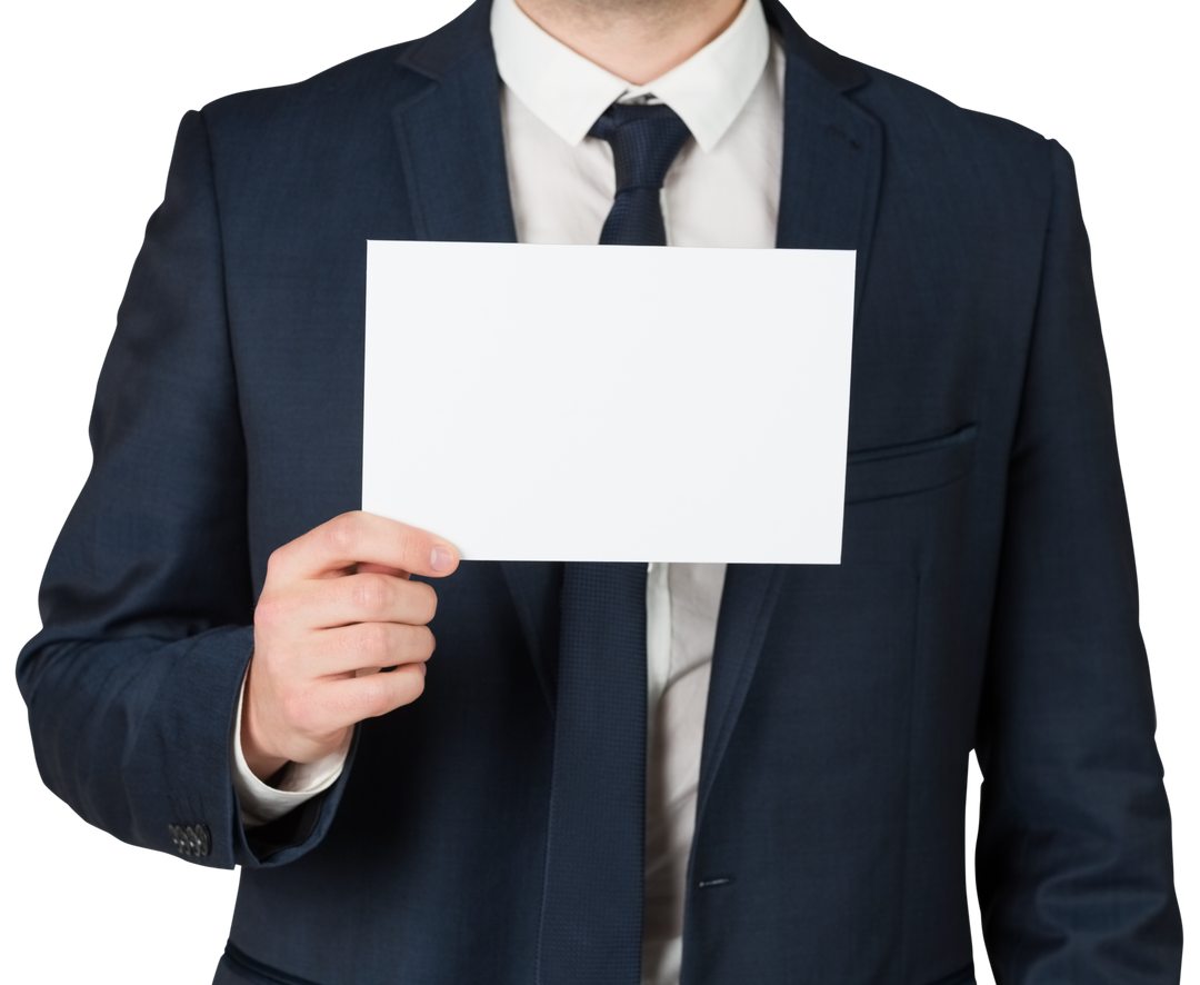 Transparent Businessman Holding Blank White Card Mockup - Download Free Stock Images Pikwizard.com