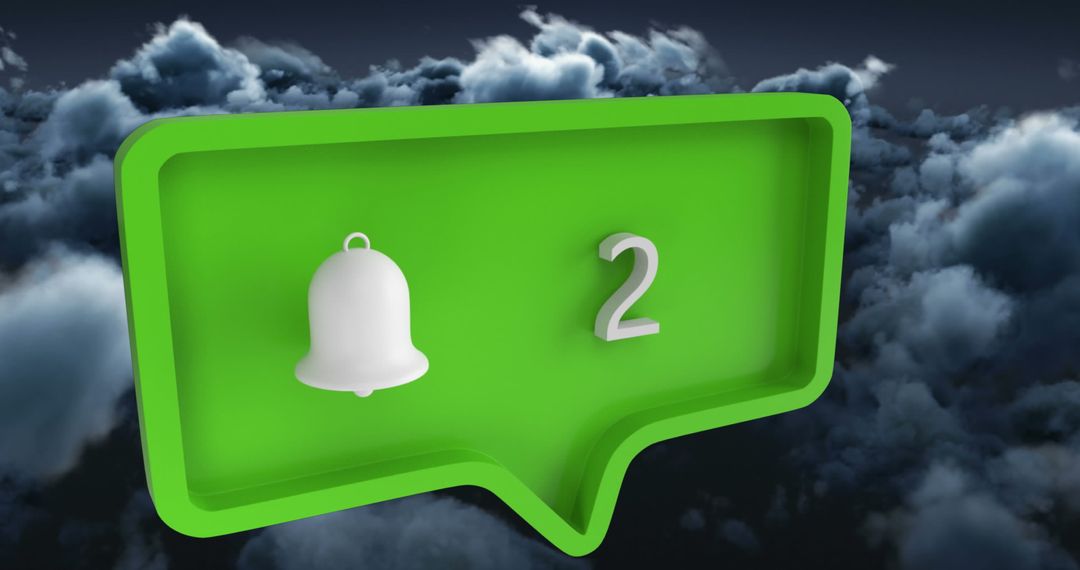 Notification Alert Icon with Speech Bubble Over Cloudy Sky