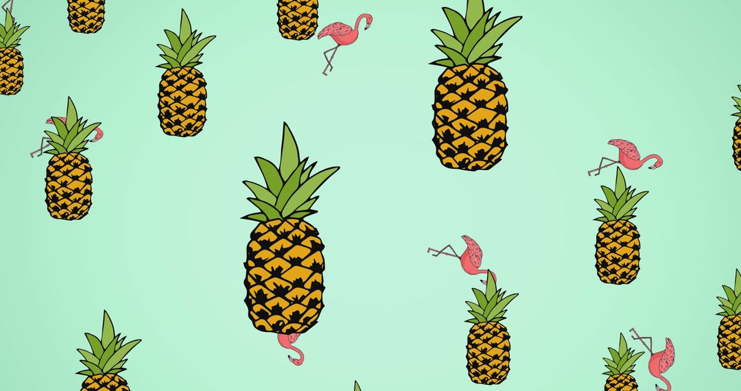 Retro Flamingos and Pineapples Pattern Design