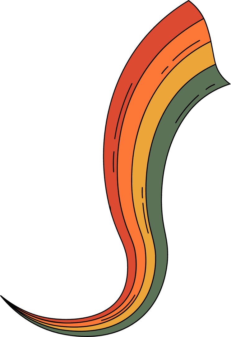 Colorful S-Shaped Wave Design on Transparent Background